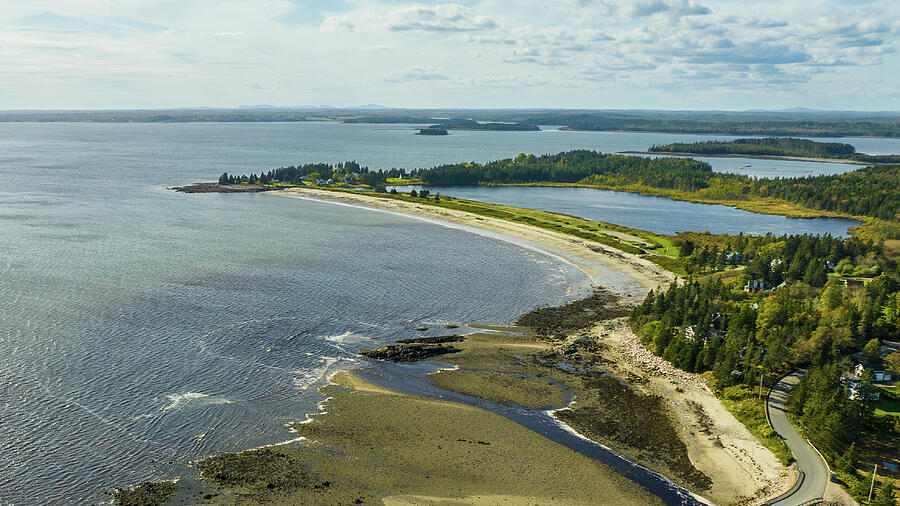 Roque Bluffs Beach, low tide in October Photograph by Ryan Malagara