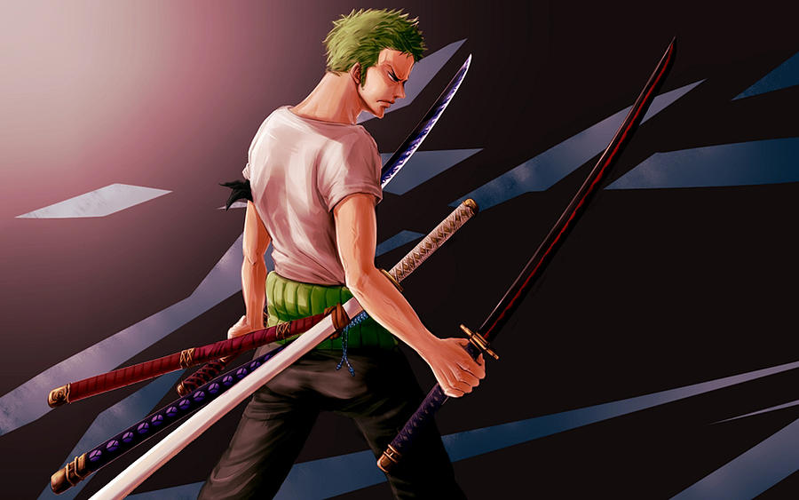 Roronoa Zoro with swords One Piece manga minimalism Roronoa Zoro Pirate ...