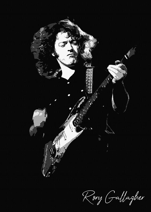 Rory Gallagher Black and White Digital Art by Keagan Arcelina | Pixels