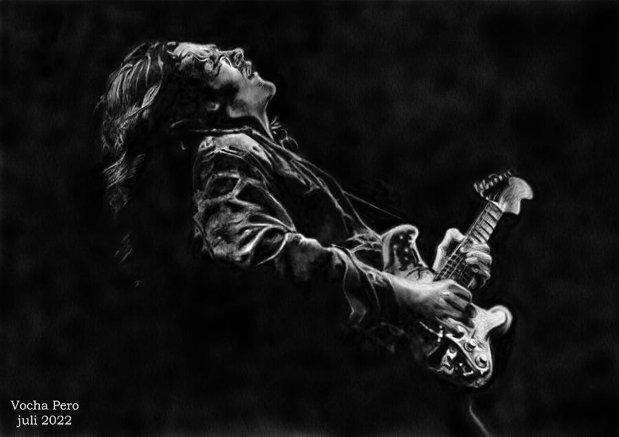 Black And White Digital Art - Rory Gallagher by Vocha Pero