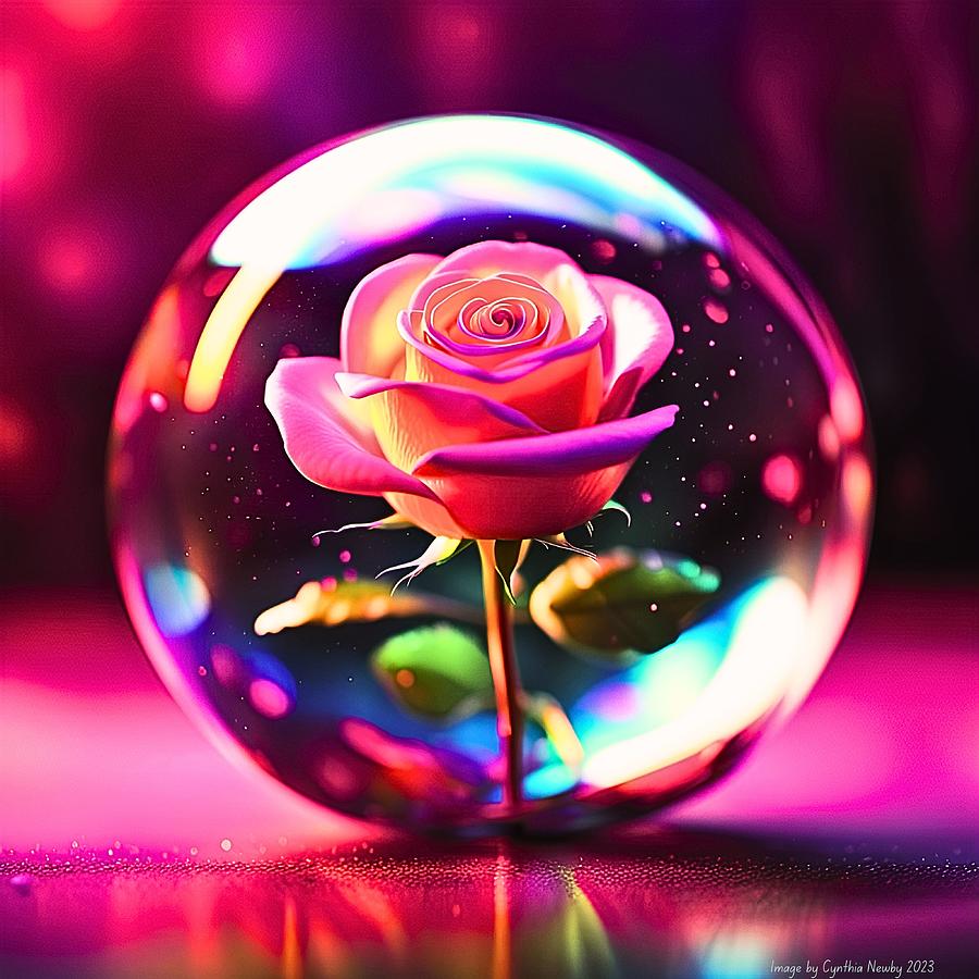 Rose in an Orb Digital Art by Cindys Creative Corner