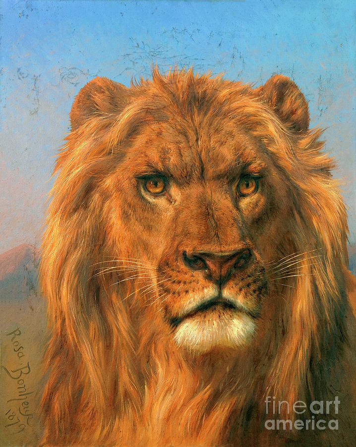 Rosa Bonheur -  Portrait of a Lion Painting by Alexandra Arts