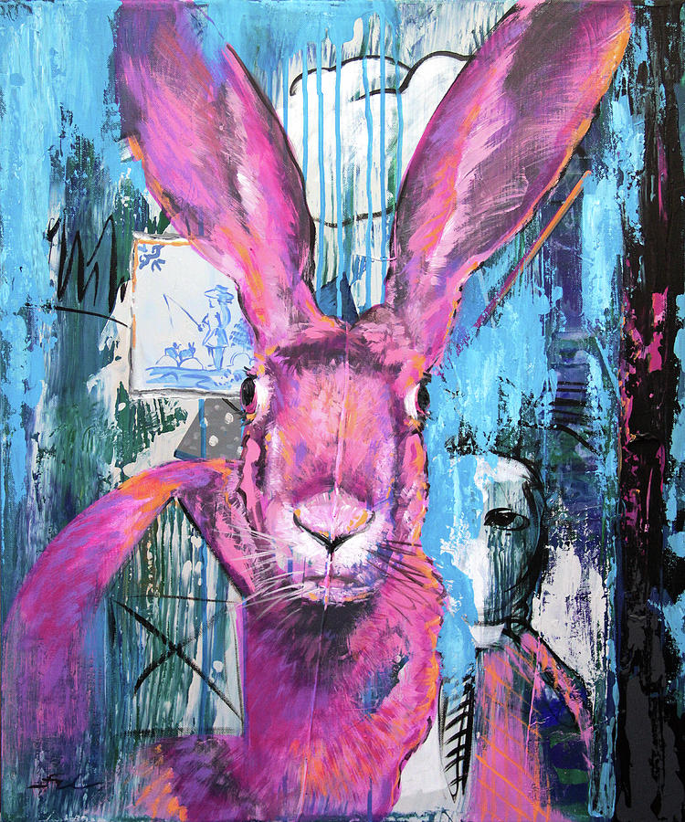 Rosa Hase - Painting by Uwe Fehrmann Rosa Hase - Painting by Uwe Fehrmann