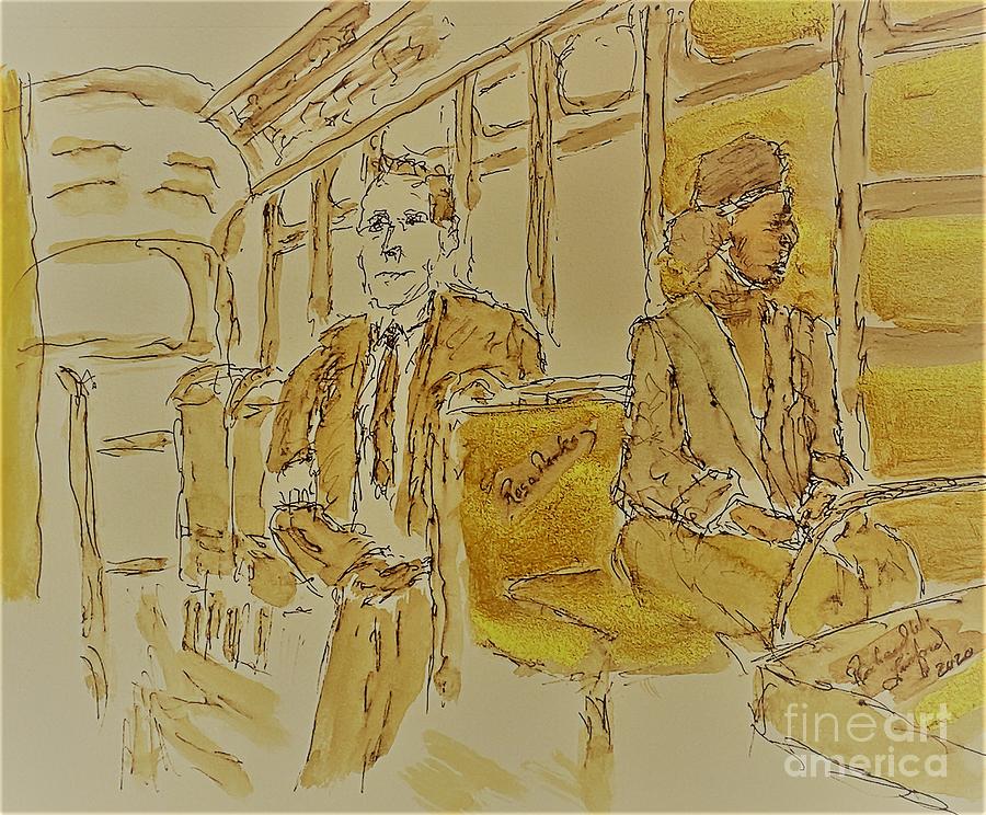 Rosa Parks gold bus the first lady of civil rights the mother of the freedom movement Painting by Richard W Linford