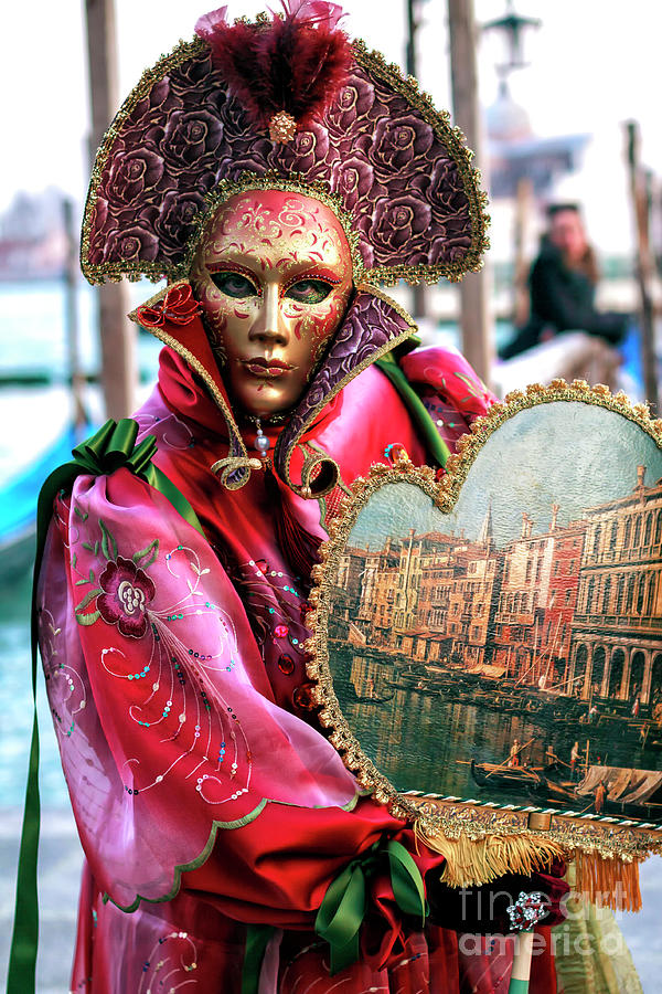 Rosa Rossa at Carnevale di Venezia in Italia Photograph by John Rizzuto