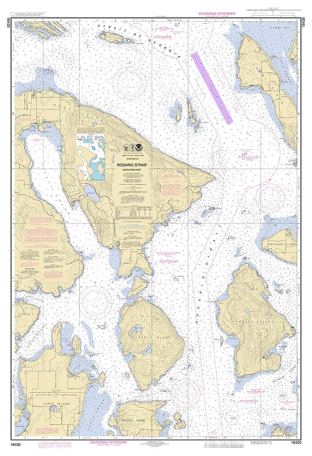 Rosario Strait Northern Part Washington, Noaa Chart 18430 Digital Art ...