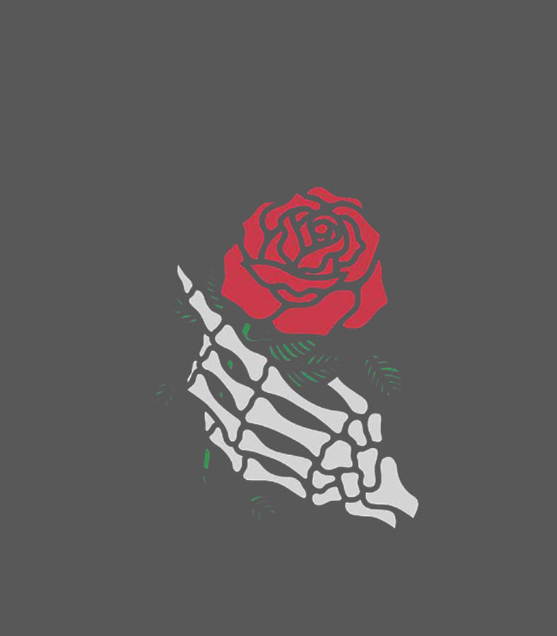 Rose Aesthetic Rose White Skeleton Hand Holding a Red Rose Digital Art ...