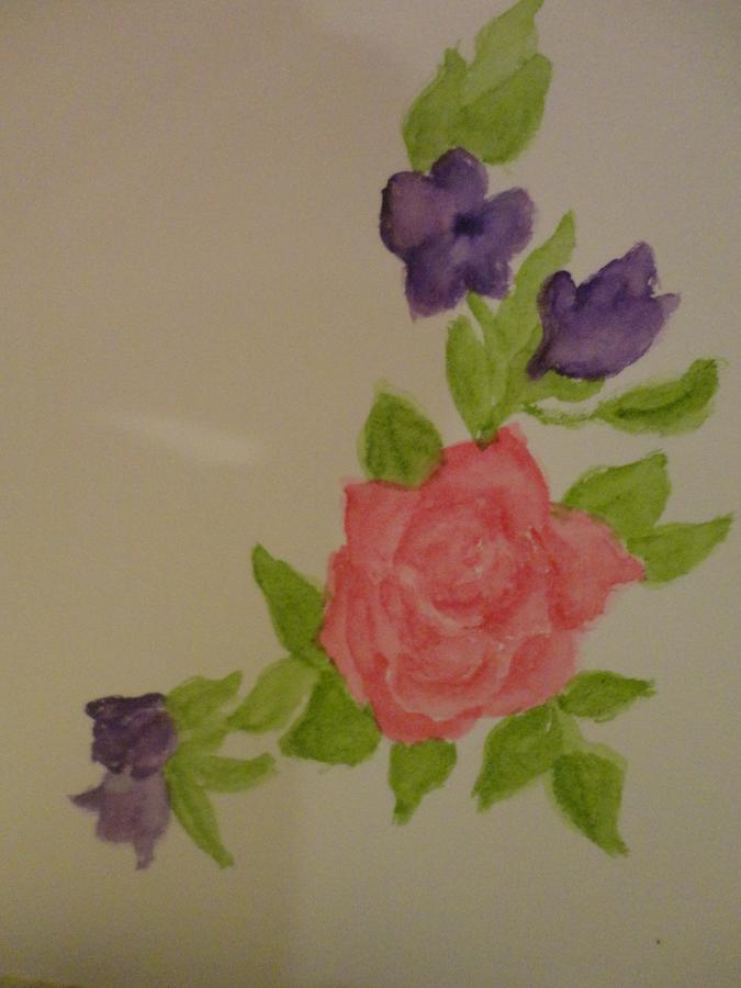 Rose Among The Violets  Painting by Rosie Foshee
