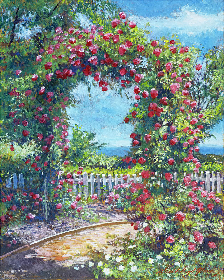 Rose Arbor Hampton Bay Painting by David Lloyd Glover