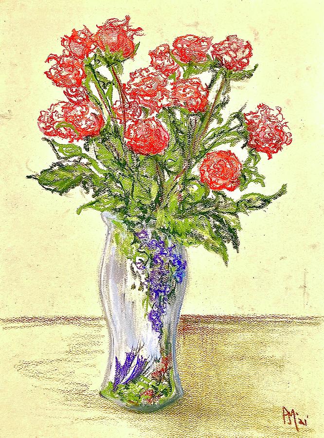 Rose Bouquet  Pastel by Pete Maier