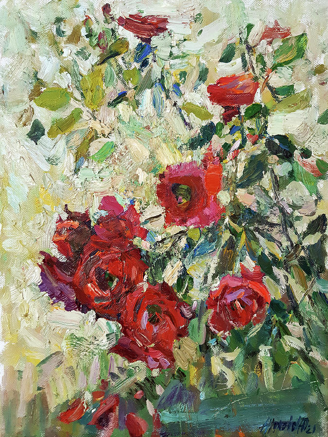Rose bush Painting by Juliya Zhukova