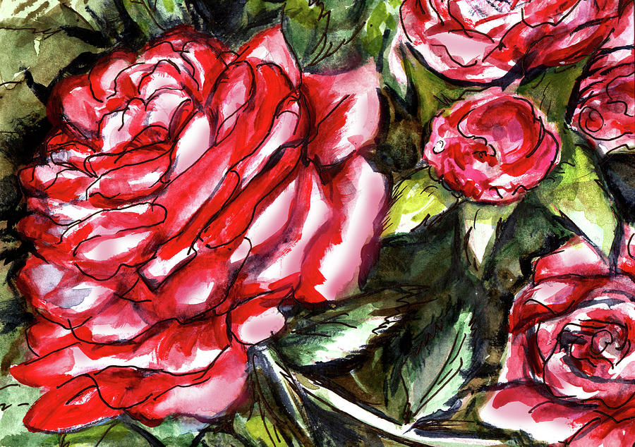 Rose Bush Painting by Olga Kaczmar - Fine Art America