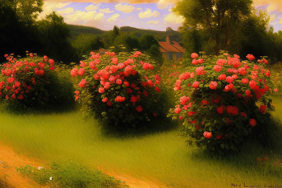 Rose Bushes Digital Art by Sterling and Thorn Rose Bushes Digital Art by Sterling and Thorn