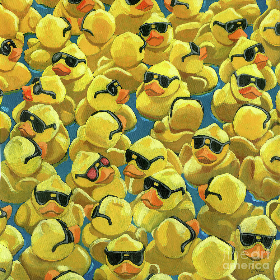 Rubber Duck Painting - Rose Colored Glasses by Linda Apple