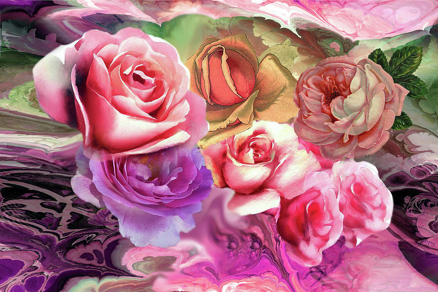 Rose Composition 2 Digital Art by Lisa Yount