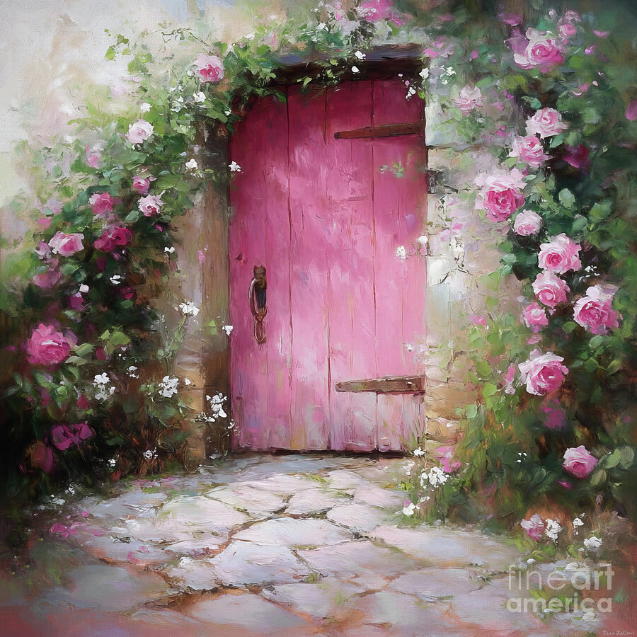 Rose Cottage Door Painting by Tina LeCour Rose Cottage Door Painting by Tina LeCour