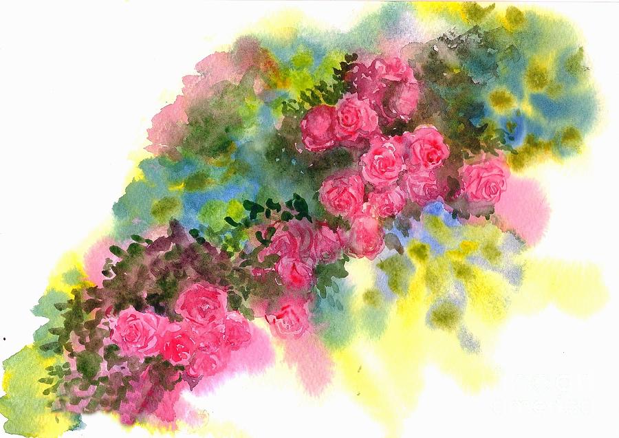 Rose creeper Painting by Asha Sudhaker Shenoy