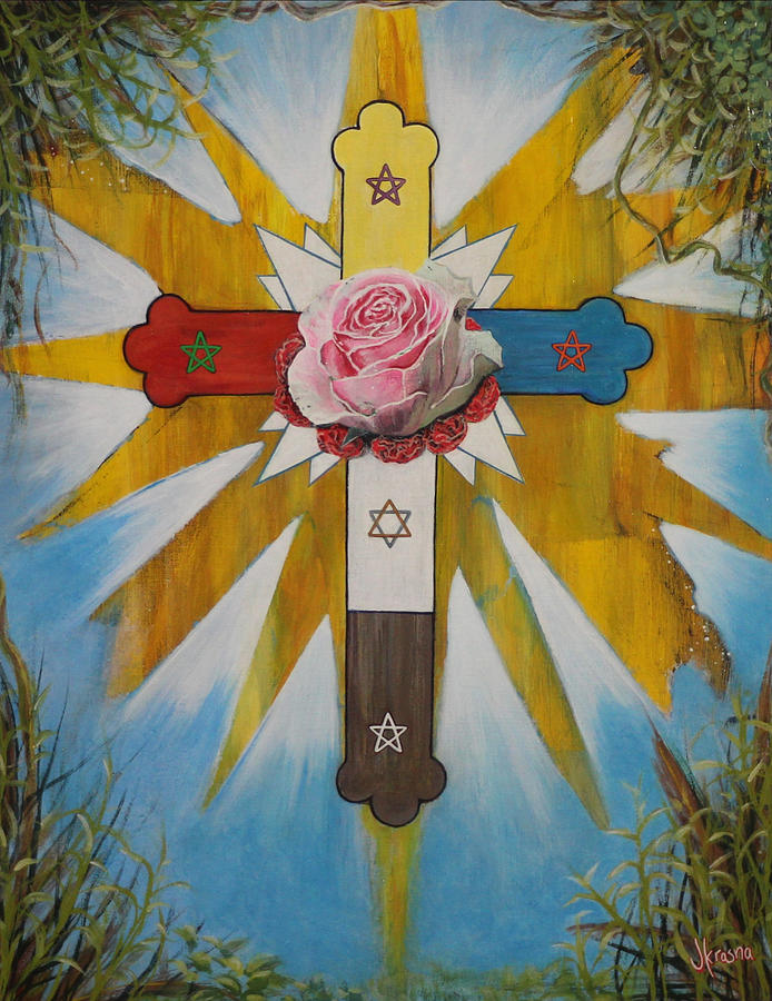 Rose Cross Painting by Jackie Krasna - Fine Art America