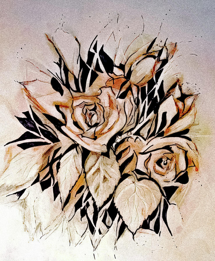 Rose Drawing Capturing Negative Spaces Drawing by Lisa Kaiser