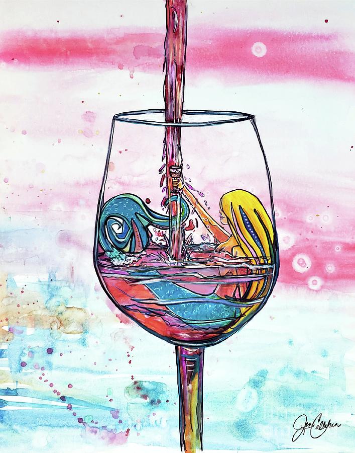 Rose Drinking Mermaid by Jen Callahan Painting by Jennifer Callahan ...