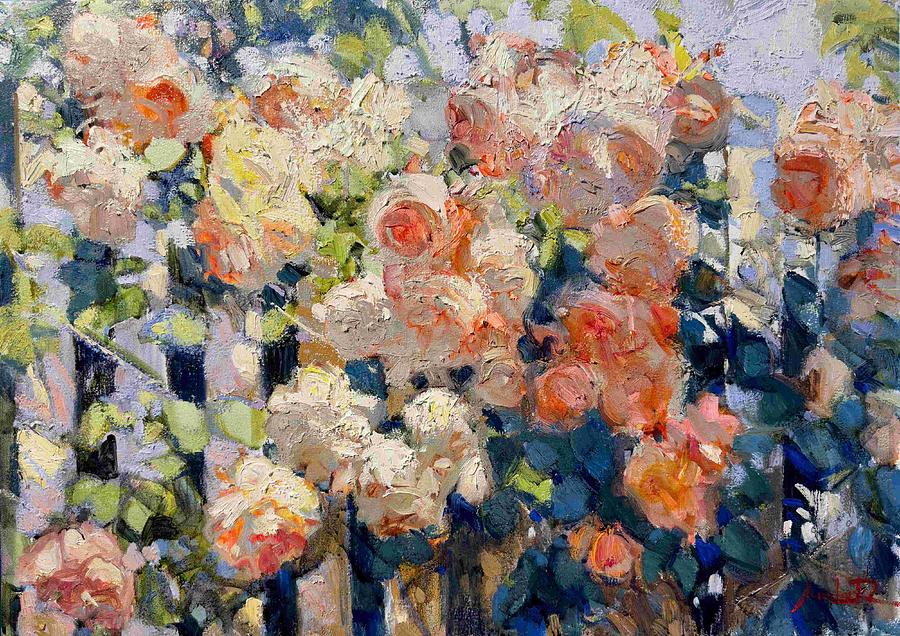 Flower Painting - Rose Garden Series by Khanlar Asadullayev