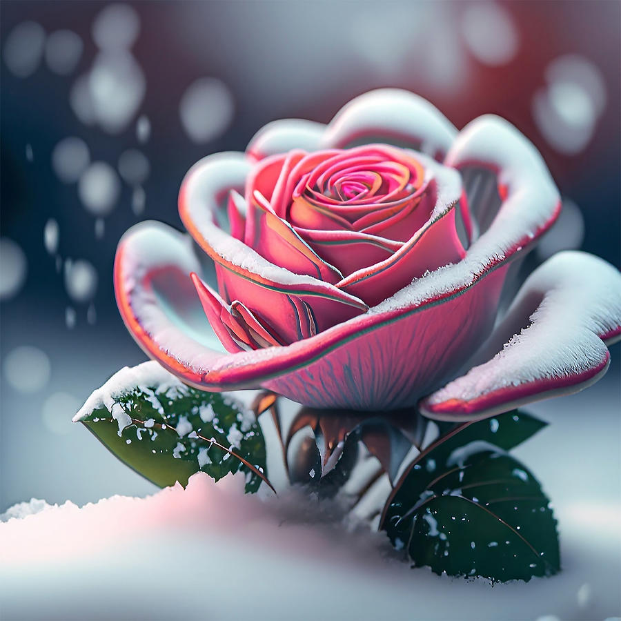 Rose in Snow Digital Art by Leo Sopicki - Fine Art America