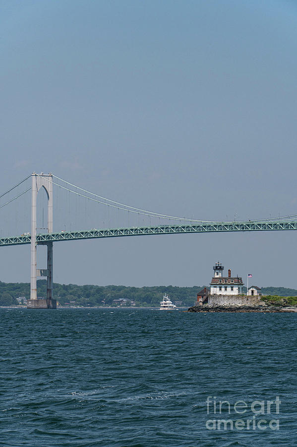Rose Island Lighthouse and Claiborne Pell Newport Bridge Photograph by Bob Phillips