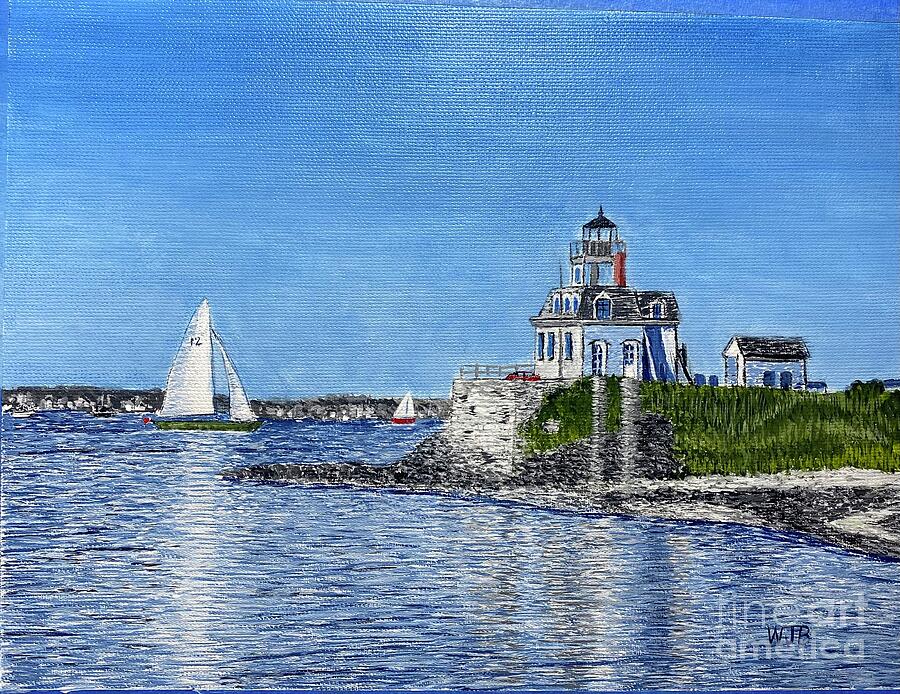 Lighthouse Painting - Rose Island Newport RI by William Bowers