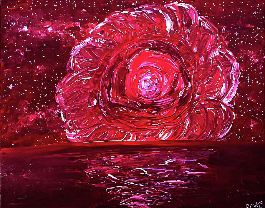 Rose Moon Rising Painting by Christina Knight