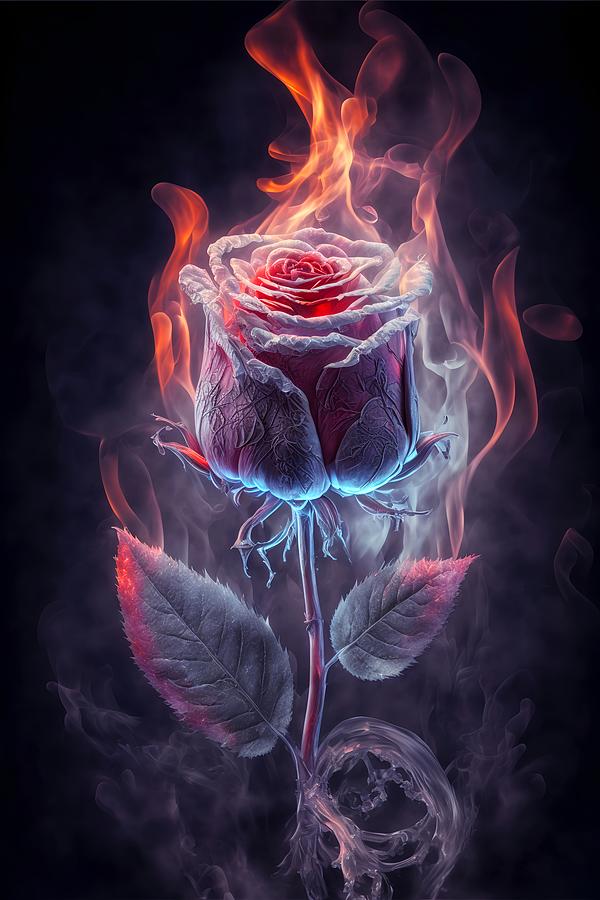 Rose on Fire and Ice Painting by Lilia D - Pixels