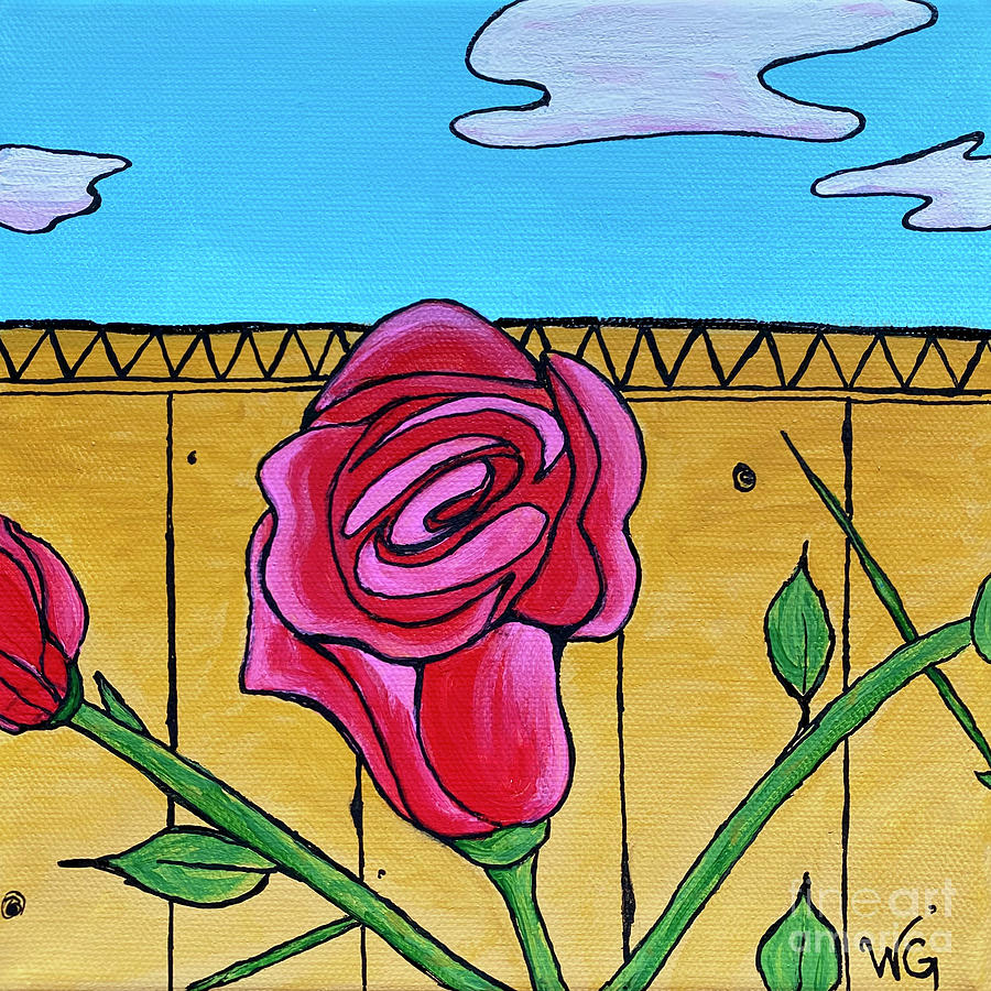 Rose on the Fence Painting by Wendy Golden