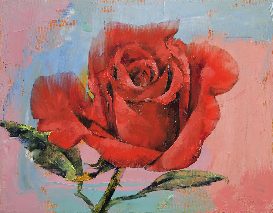 Abstract Painting - Red Rose Painting by Michael Creese