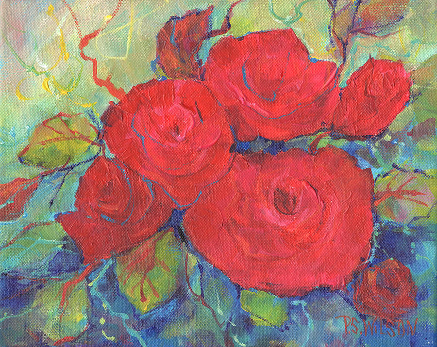Rose Red Painting by Peggy Wilson