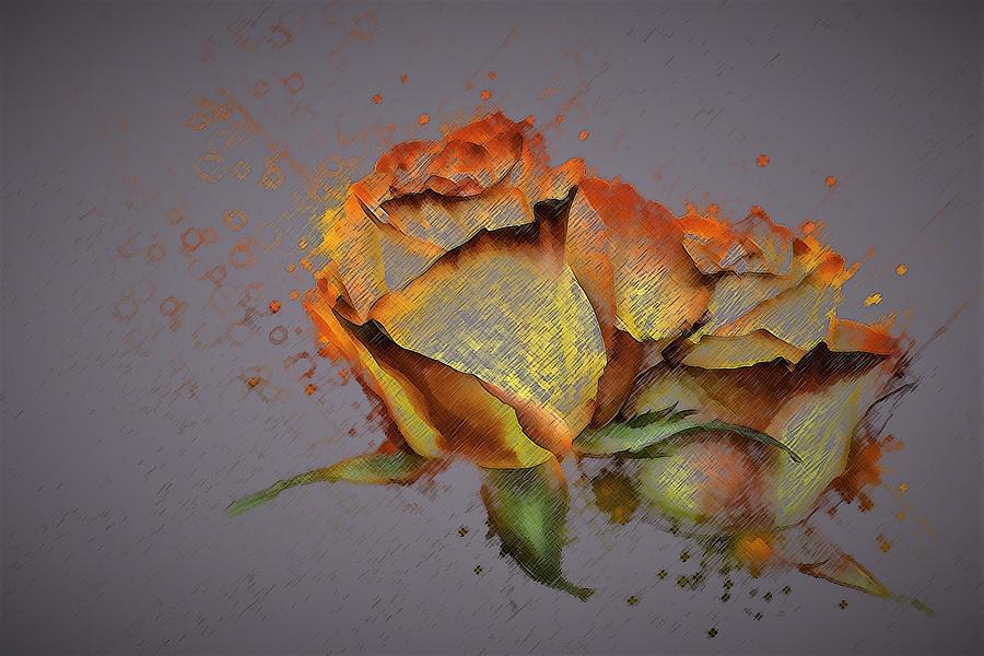 Abstract Mixed Media - Rose Rising by Julie Grace
