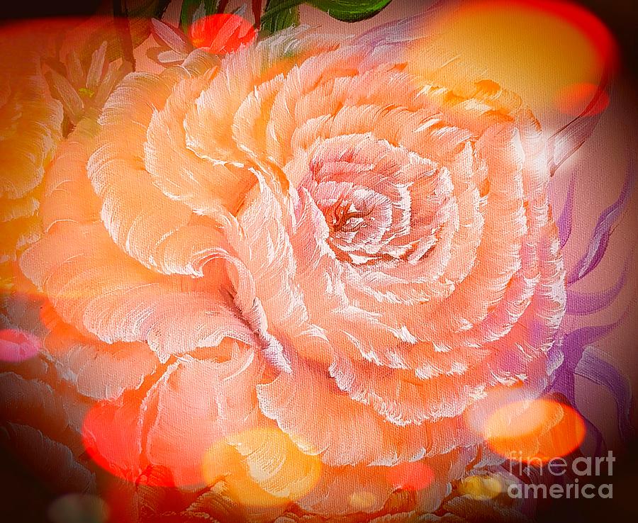 Rose Romance Orange Glowing Stardust Painting