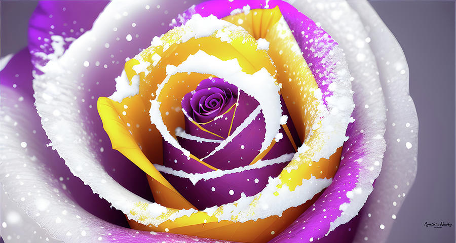 Rose Sprinkled with Snow Digital Art by Cindys Creative Corner
