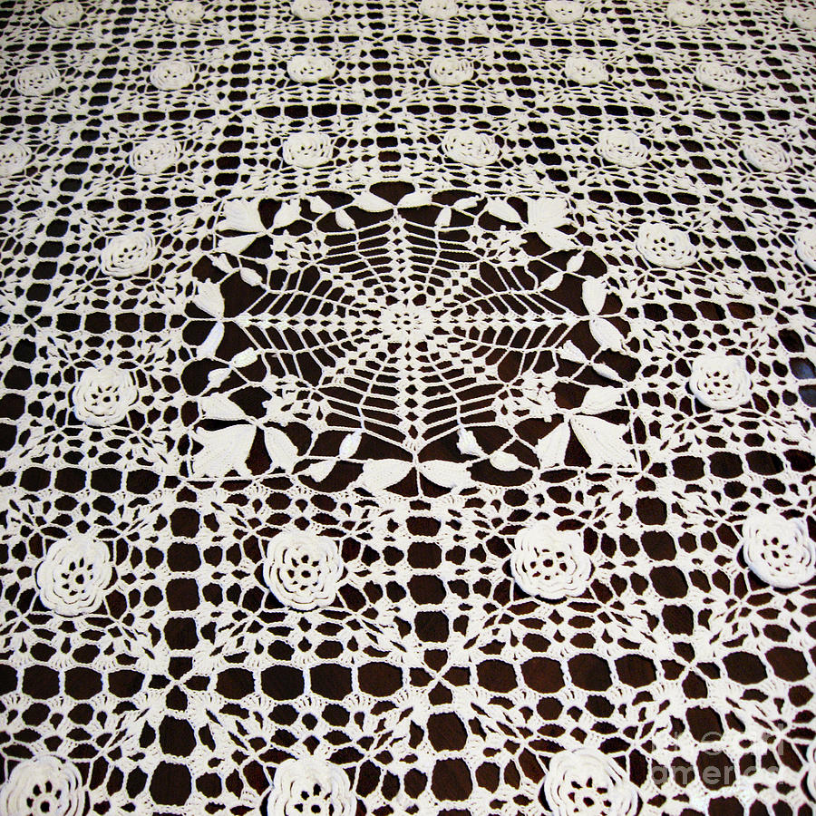 Rose Trellis Table Cloth Tapestry - Textile by Conni Schaftenaar