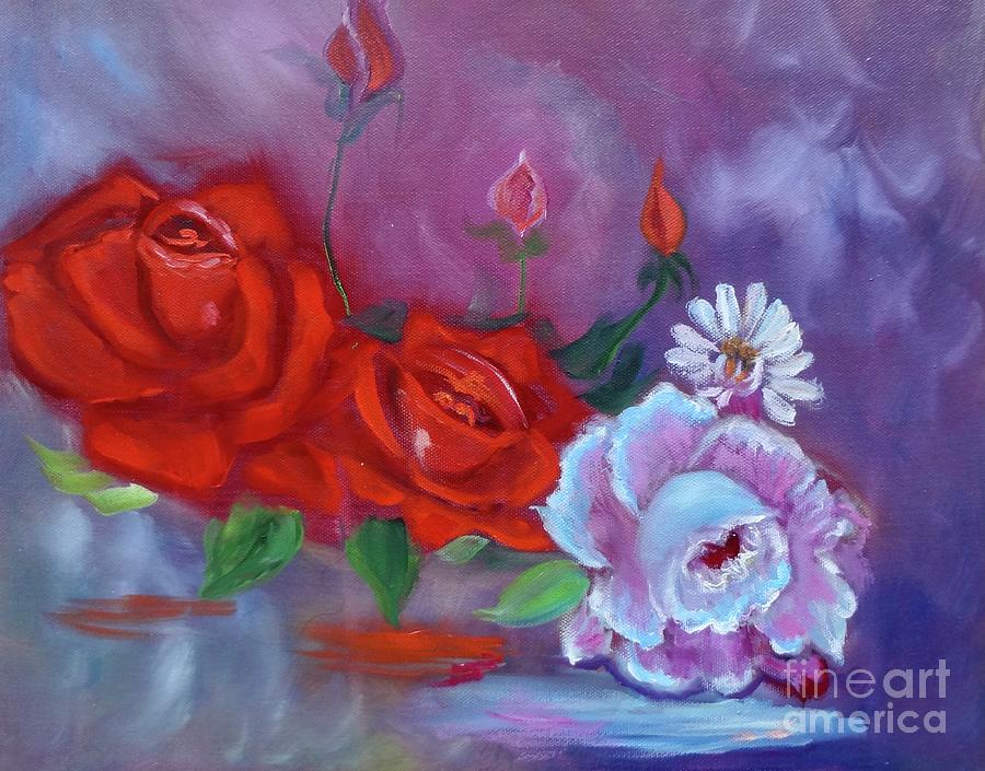 Rose Trio Painting by Jenny Lee
