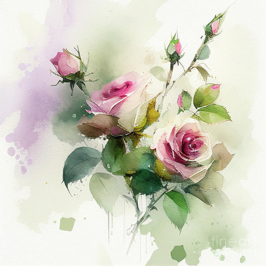 Nature Digital Art - Rose Loose Floral Arrangement by Lauras Creations