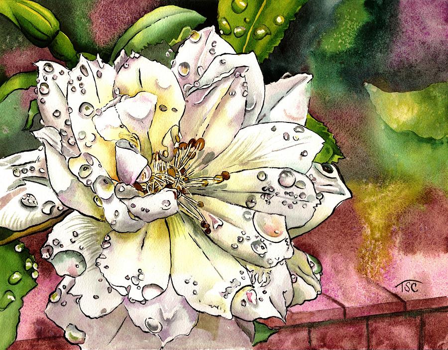Rose White Painting by Tammy Crawford