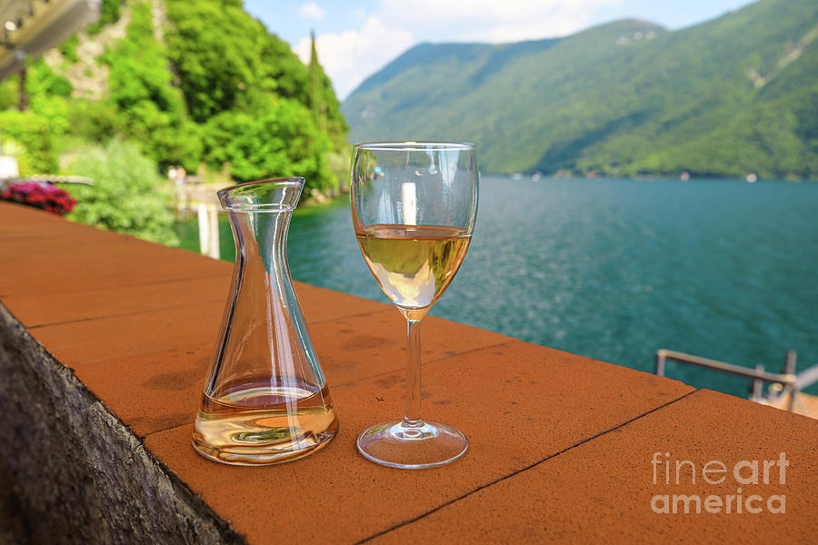 rose wine by Lugano lakefront Photograph by Benny Marty
