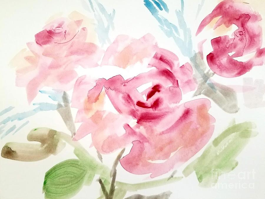 Rose Bush In Bloom Painting