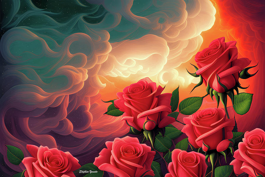 Roses and Clouds Digital Art by Stephen Younts - Fine Art America