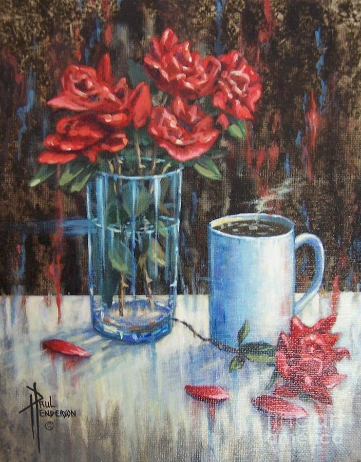 Roses And Coffee I Painting