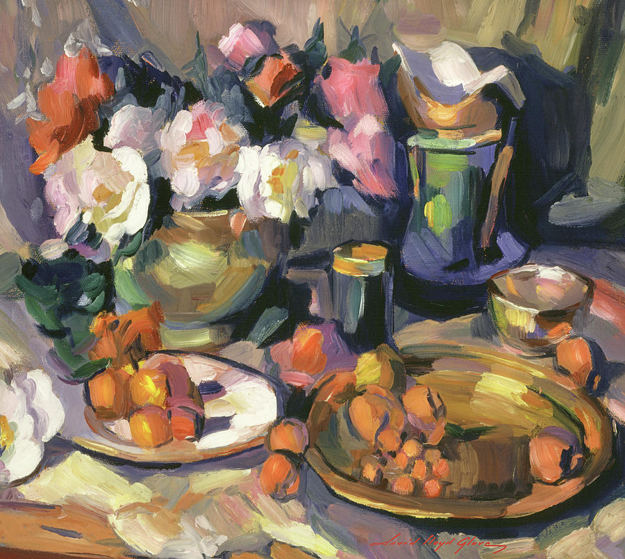 Roses And Fruit Still Life Painting