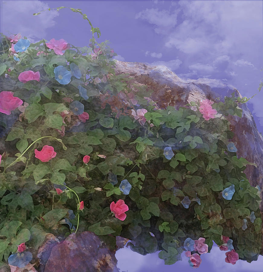 Roses and Morning Glories Digital Art by Julie Rodriguez Jones