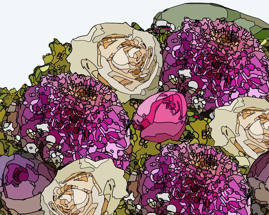 Roses and Mums_7826 Digital Art by Linda Scroggin