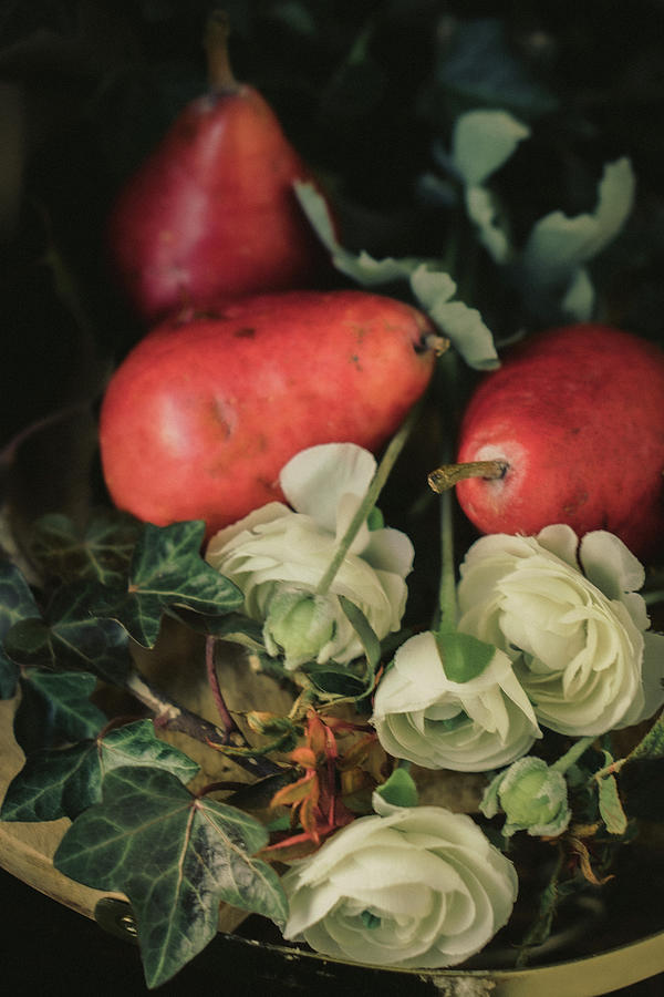 Roses and Pears in a Basket Photograph by Iris Greenwell