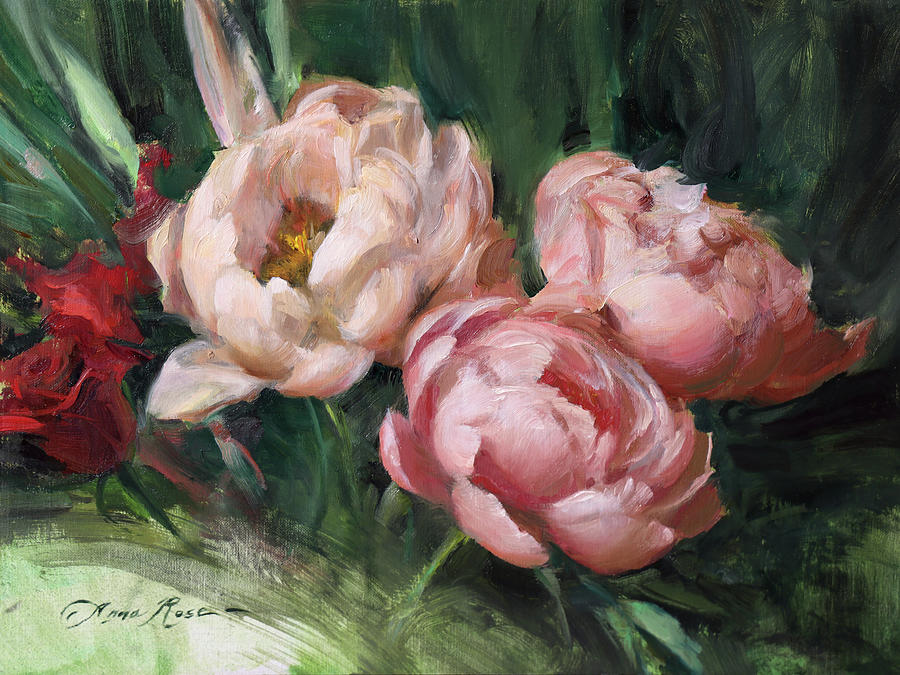 Roses and Peonies Painting by Anna Rose Bain