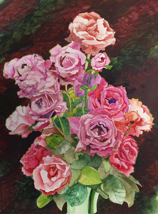 Roses and Stripes Painting by Eunice Olson